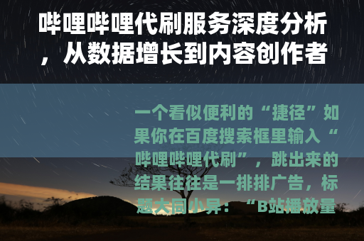 哔哩哔哩代刷服务深度分析，从数据增长到内容创作者的真实处境