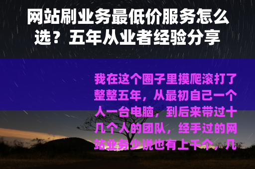 网站刷业务最低价服务怎么选？五年从业者经验分享