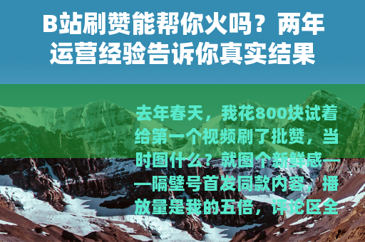 B站刷赞能帮你火吗？两年运营经验告诉你真实结果