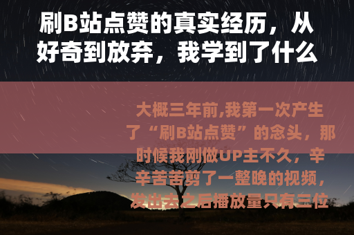 刷B站点赞的真实经历，从好奇到放弃，我学到了什么