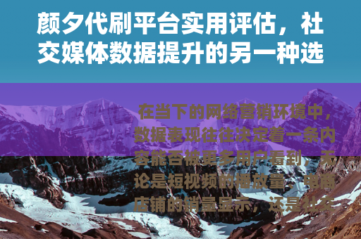 颜夕代刷平台实用评估,社交媒体数据提升的另一种选择 颜夕代刷平台实用评估,社交媒体数据提升的另一种选择
