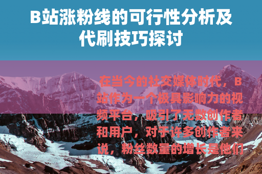 B站涨粉线的可行性分析及代刷技巧探讨