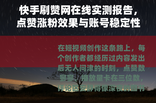 快手刷赞网在线实测报告，点赞涨粉效果与账号稳定性的权衡