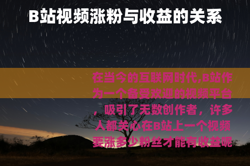 B站视频涨粉与收益的关系