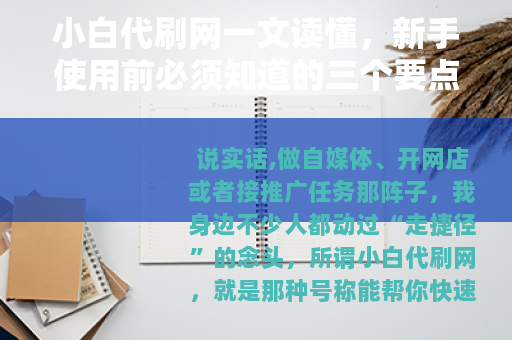 小白代刷网一文读懂，新手使用前必须知道的三个要点