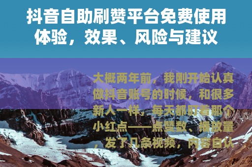 抖音自助刷赞平台免费使用体验，效果、风险与建议