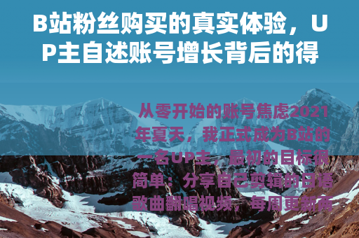 B站粉丝购买的真实体验，UP主自述账号增长背后的得与失