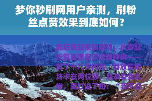 梦你秒刷网用户亲测,刷粉丝点赞效果到底如何? 梦你秒刷网用户亲测,刷粉丝点赞效果到底如何?