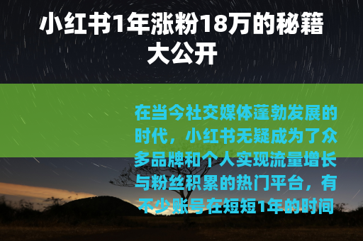 小红书1年涨粉18万的秘籍大公开
