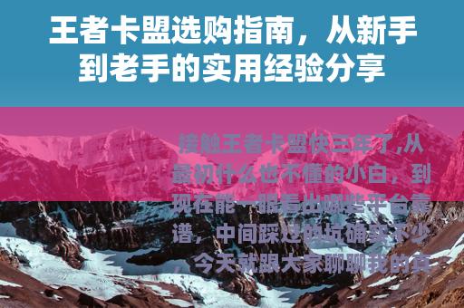 王者卡盟选购指南，从新手到老手的实用经验分享