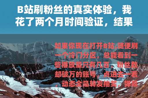 B站刷粉丝的真实体验，我花了两个月时间验证，结果令人后悔
