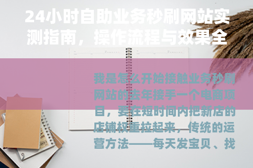 24小时自助业务秒刷网站实测指南，操作流程与效果全面分析