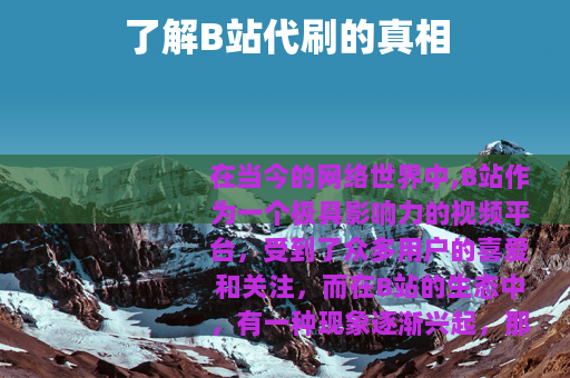 了解B站代刷的真相