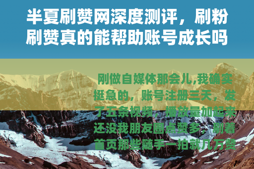 半夏刷赞网深度测评，刷粉刷赞真的能帮助账号成长吗？