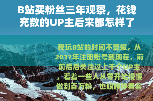B站买粉丝三年观察，花钱充数的UP主后来都怎样了？