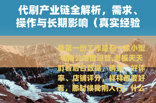 代刷产业链全解析，需求、操作与长期影响（真实经验分享）