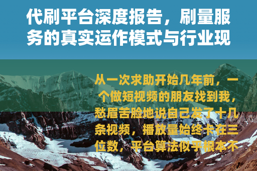 代刷平台深度报告，刷量服务的真实运作模式与行业现状