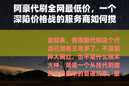 阿豪代刷全网最低价，一个深陷价格战的服务商如何搅动代刷市场
