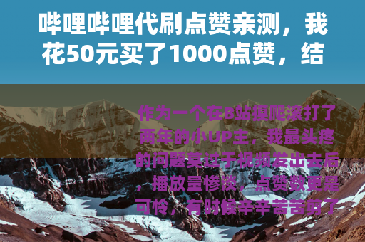 哔哩哔哩代刷点赞亲测，我花50元买了1000点赞，结果如何？