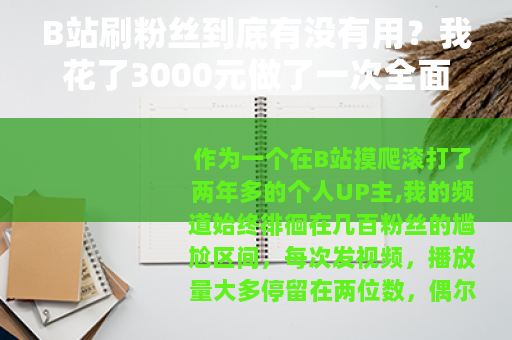 B站刷粉丝到底有没有用？我花了3000元做了一次全面实测