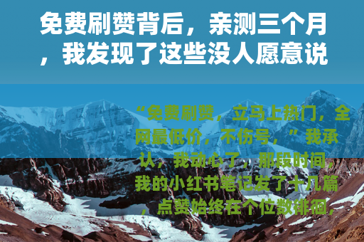 免费刷赞背后，亲测三个月，我发现了这些没人愿意说的秘密