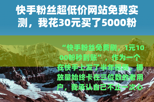 快手粉丝超低价网站免费实测，我花30元买了5000粉的真实经历