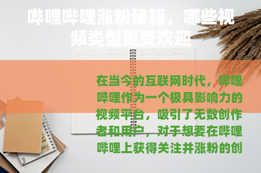 哔哩哔哩涨粉秘籍，哪些视频类型更受欢迎