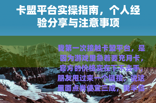 卡盟平台实操指南，个人经验分享与注意事项