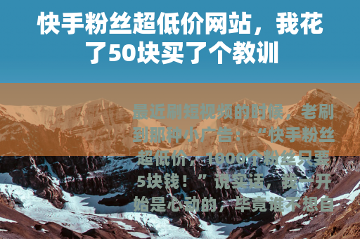 快手粉丝超低价网站，我花了50块买了个教训
