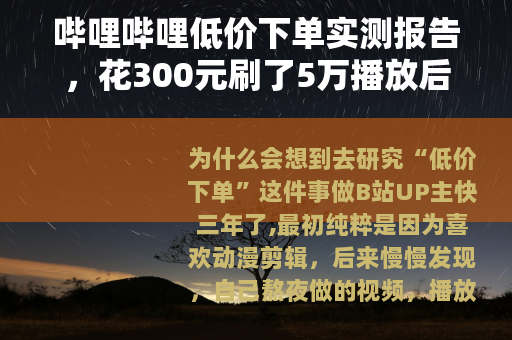哔哩哔哩低价下单实测报告，花300元刷了5万播放后账号怎么样了