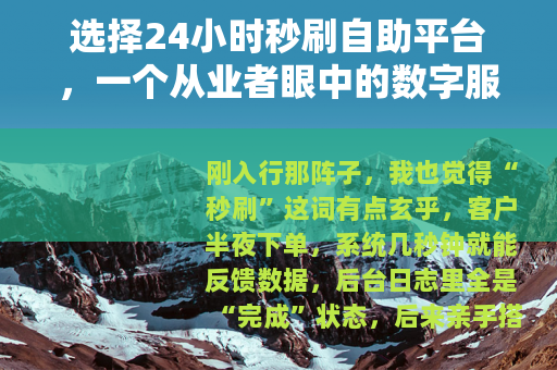 选择24小时秒刷自助平台，一个从业者眼中的数字服务逻辑
