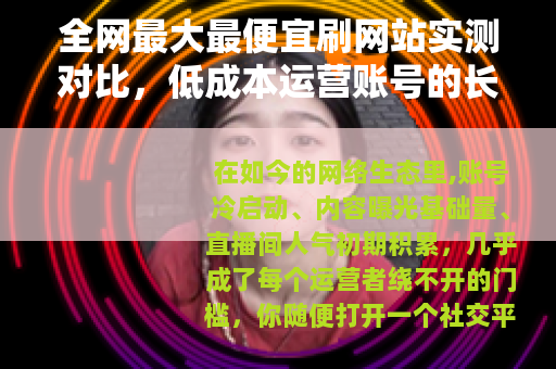 全网最大最便宜刷网站实测对比，低成本运营账号的长期可行方案