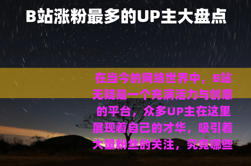 B站涨粉最多的UP主大盘点