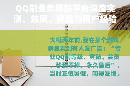 QQ刷业务网站平台深度实测，效果、风险与用户经验分享