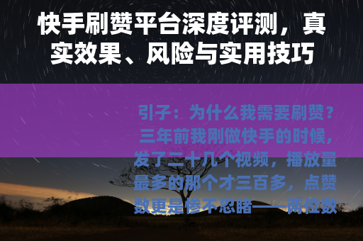 快手刷赞平台深度评测，真实效果、风险与实用技巧