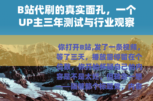 B站代刷的真实面孔，一个UP主三年测试与行业观察的坦诚记录