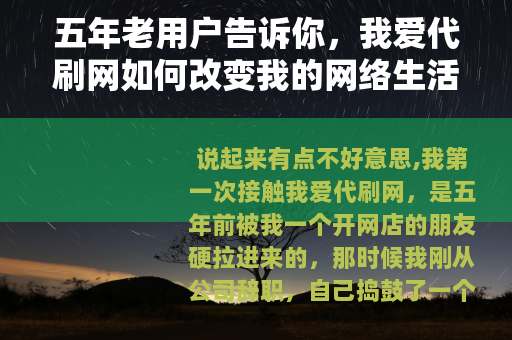 五年老用户告诉你，我爱代刷网如何改变我的网络生活