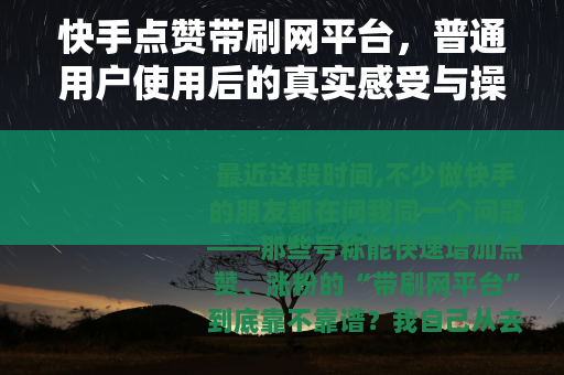 快手点赞带刷网平台，普通用户使用后的真实感受与操作经验分享