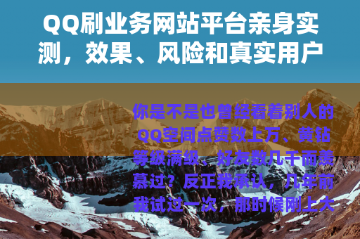 QQ刷业务网站平台亲身实测，效果、风险和真实用户体验全解析