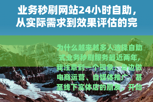业务秒刷网站24小时自助，从实际需求到效果评估的完整使用手册