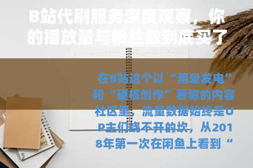 B站代刷服务深度观察，你的播放量与粉丝数到底买了什么