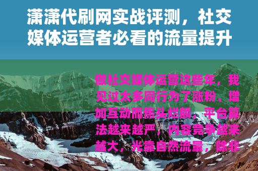 潇潇代刷网实战评测，社交媒体运营者必看的流量提升指南