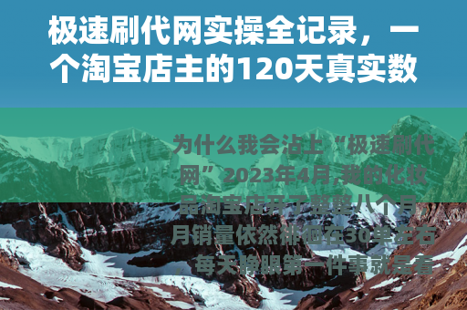 极速刷代网实操全记录，一个淘宝店主的120天真实数据与操作手册