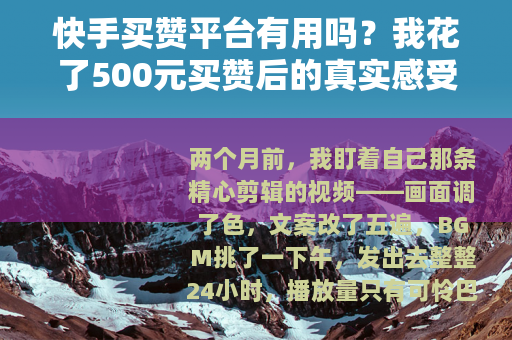快手买赞平台有用吗？我花了500元买赞后的真实感受