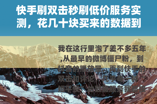 快手刷双击秒刷低价服务实测，花几十块买来的数据到底值不值？