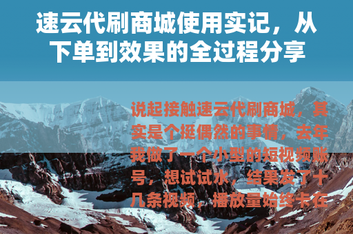 速云代刷商城使用实记，从下单到效果的全过程分享