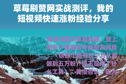 草莓刷赞网实战测评，我的短视频快速涨粉经验分享