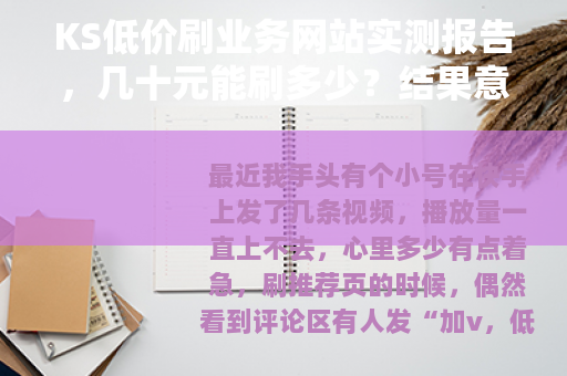 KS低价刷业务网站实测报告，几十元能刷多少？结果意想不到