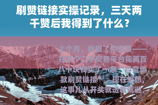 刷赞链接实操记录，三天两千赞后我得到了什么？