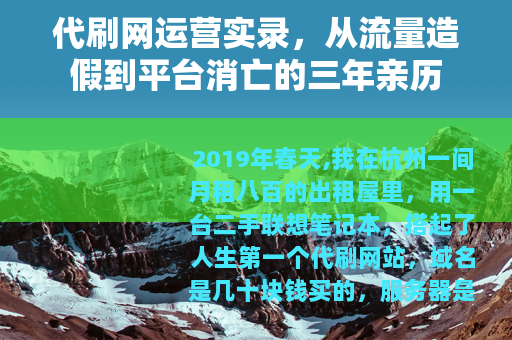 代刷网运营实录,从流量造假到平台消亡的三年亲历 代刷网运营实录,从流量造假到平台消亡的三年亲历